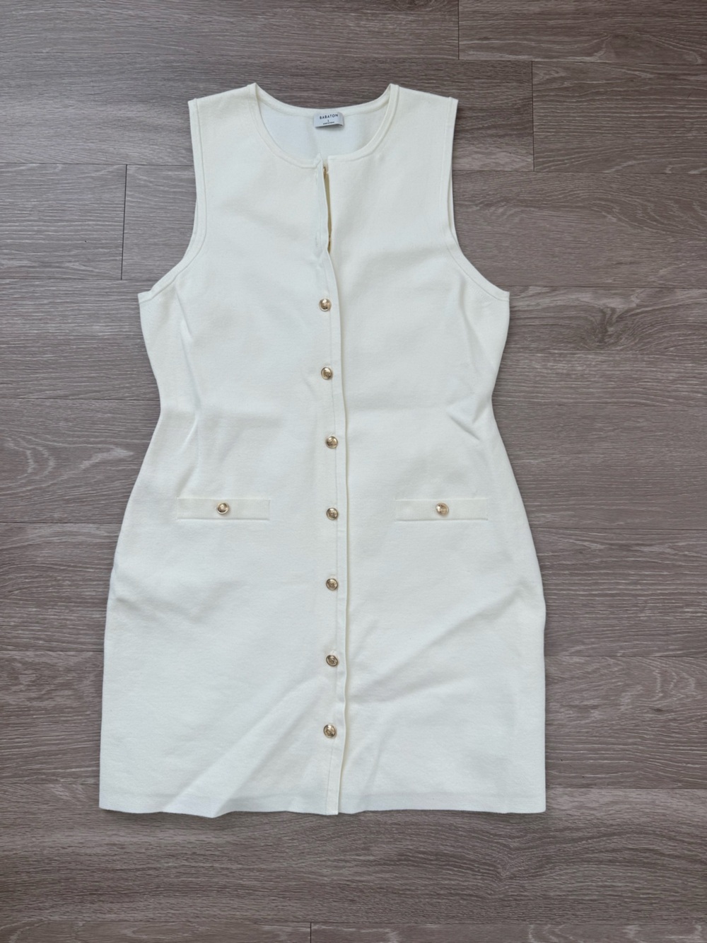 Aritzia Babaton Cream Button-Front Sleeveless Dress